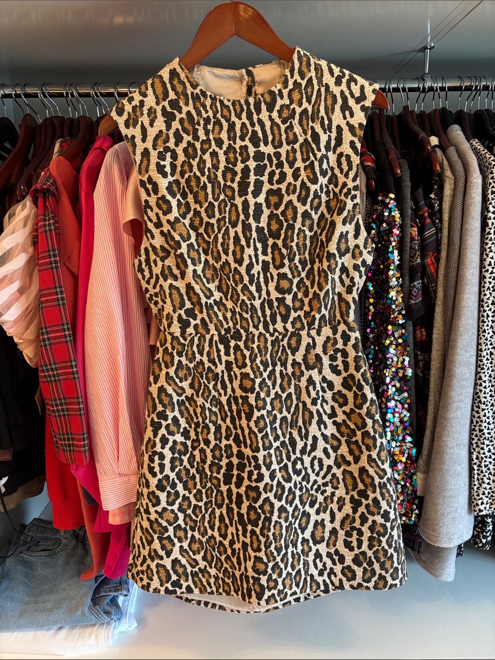 Alice + Olivia Leopard Print Sleeveless Mini Dress